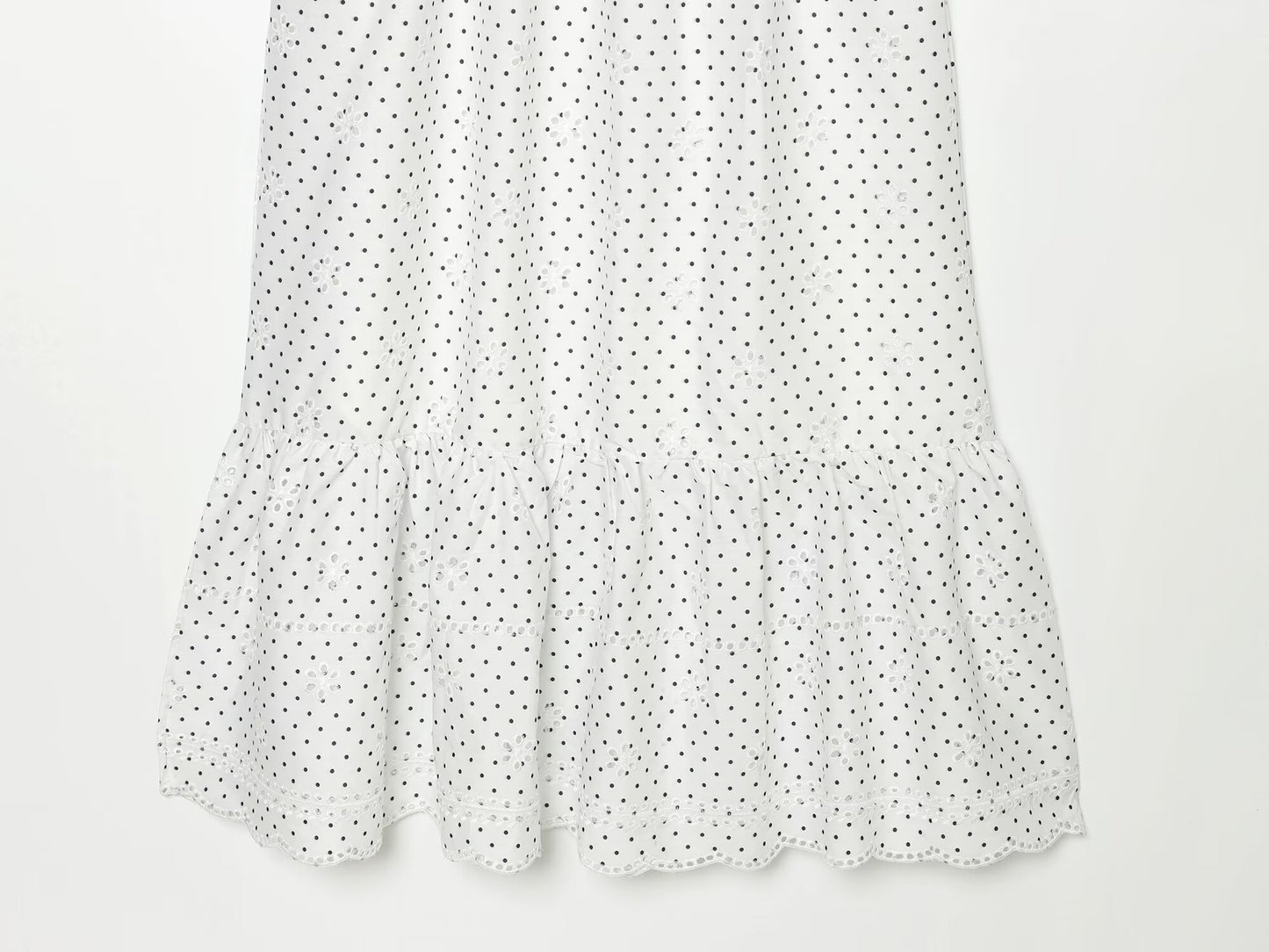 Women's hollowed out embroidered polka dot MIDI dress