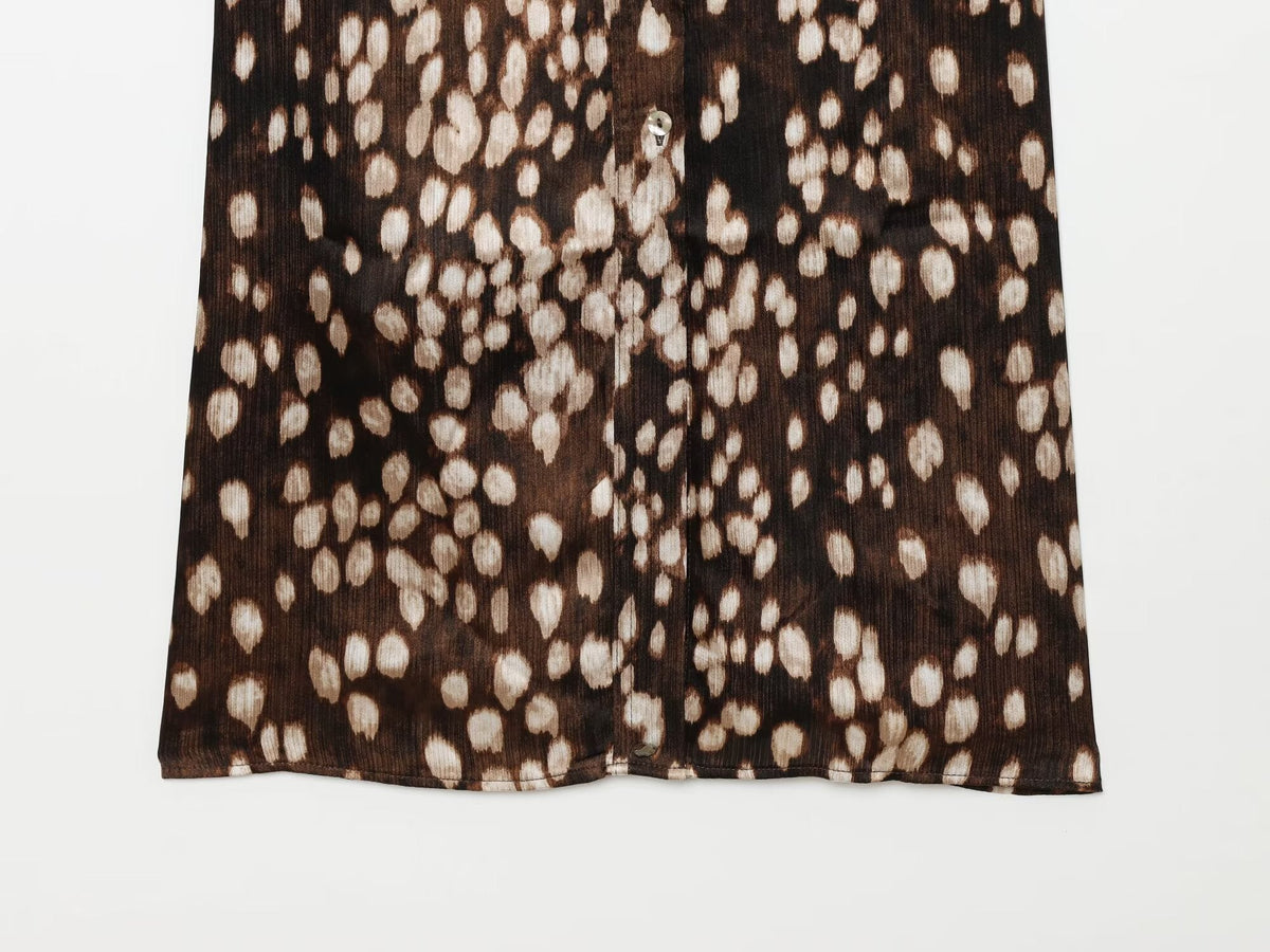 Women's long sleeved spotted print shirt style dress