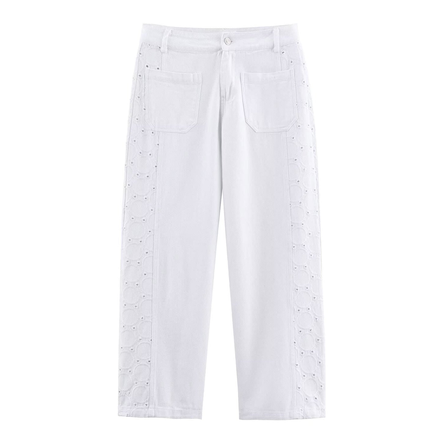 Women's new fashion hollow embroidery short lapel vest+Jeans suit+Shorts suit