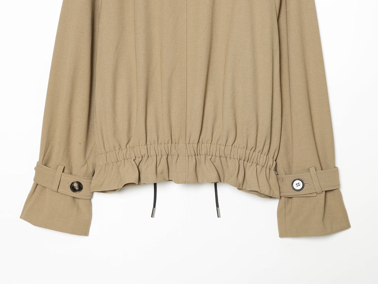 Women's with drawstring double breasted windbreaker Coat