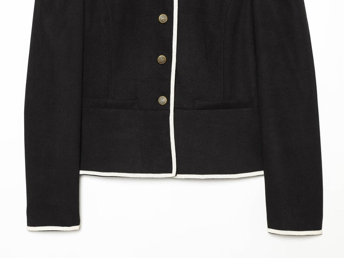 Women's casual contrasting color trimmed Blazer Coat