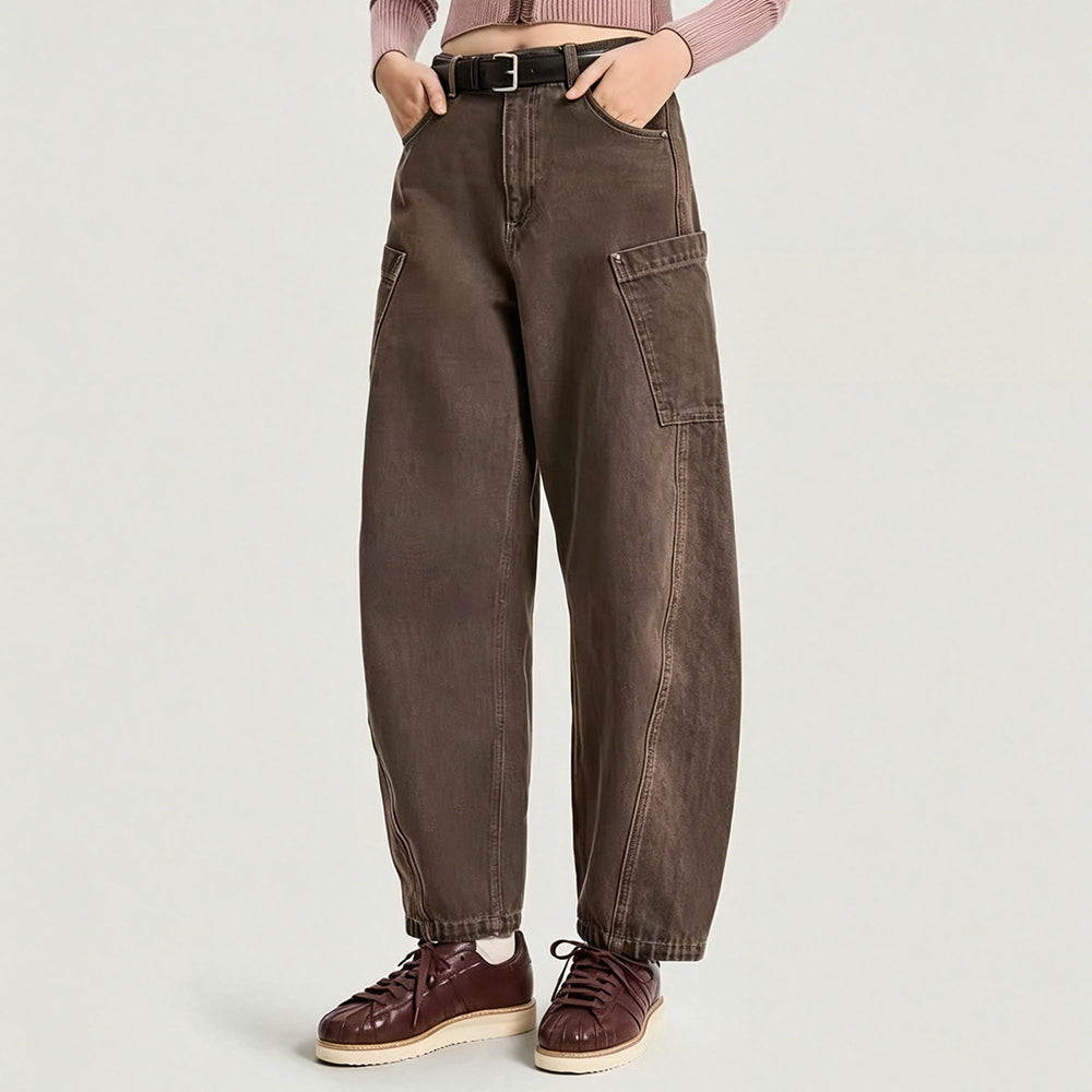 Women's new loose stitching wide-leg pants