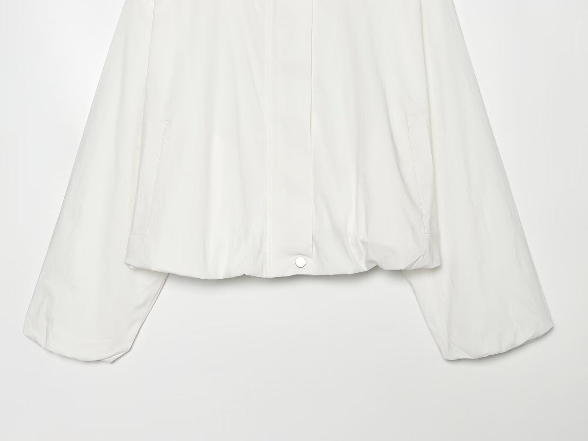 Women's Stand Collar Button Zipper Short Coat