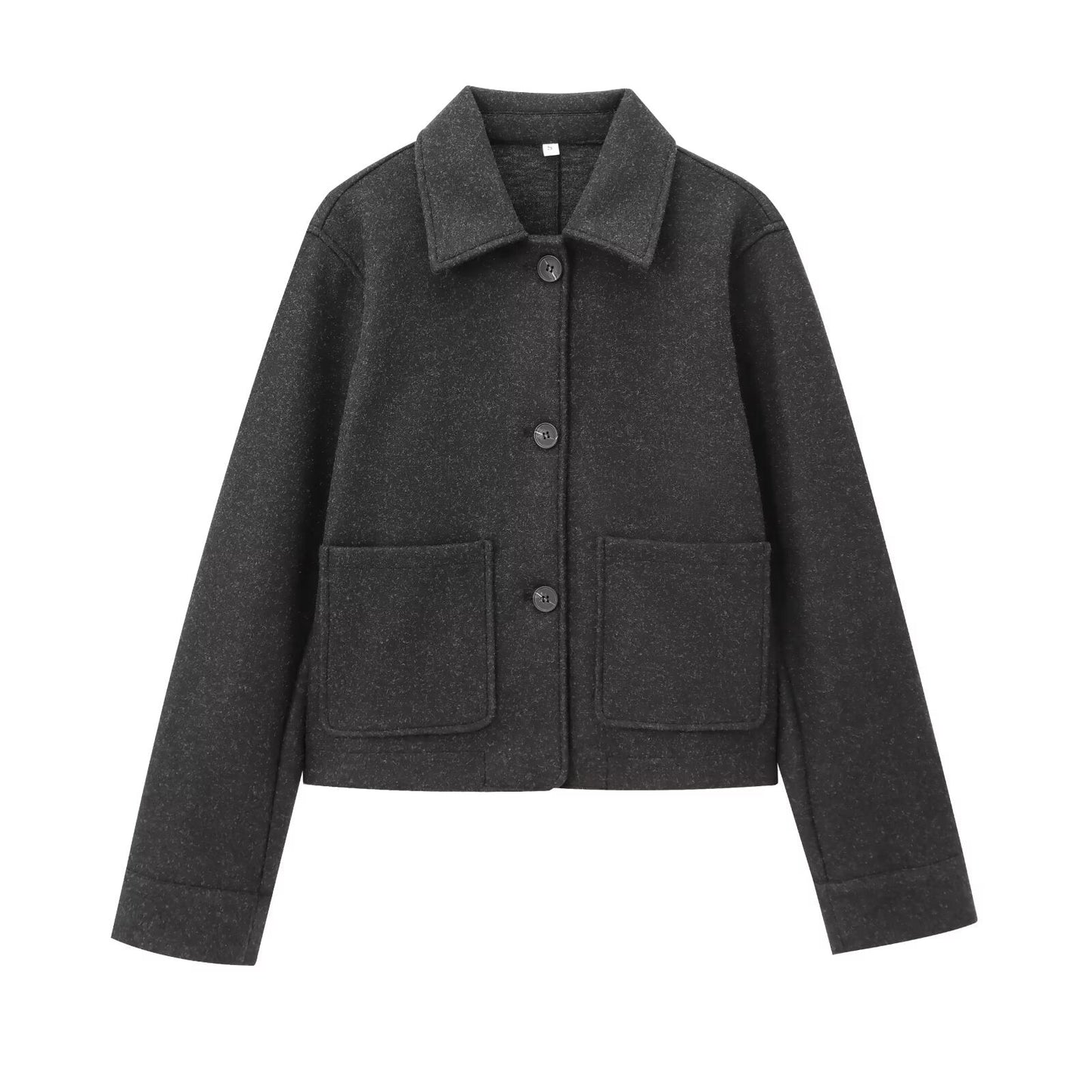 Women's new fashion long sleeved lapel soft texture jacket