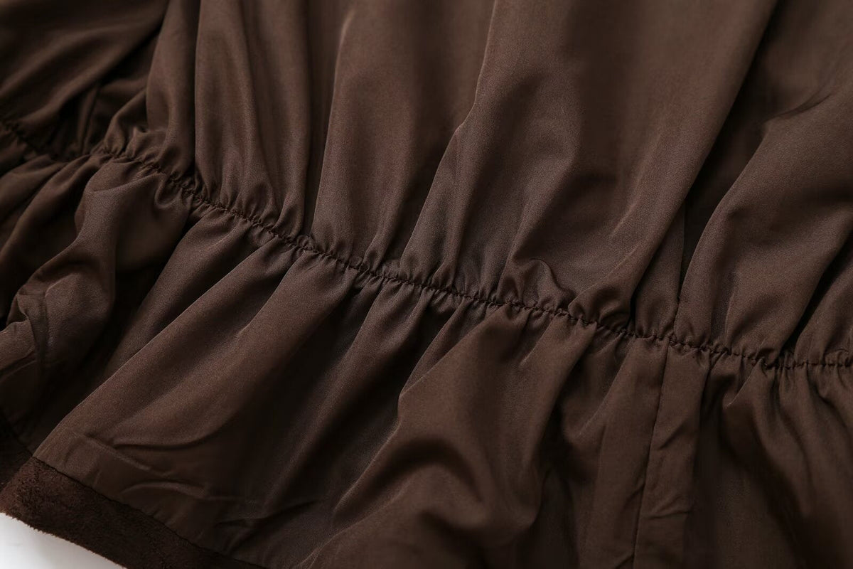 Women's suede textured elastic waist jacket Coat