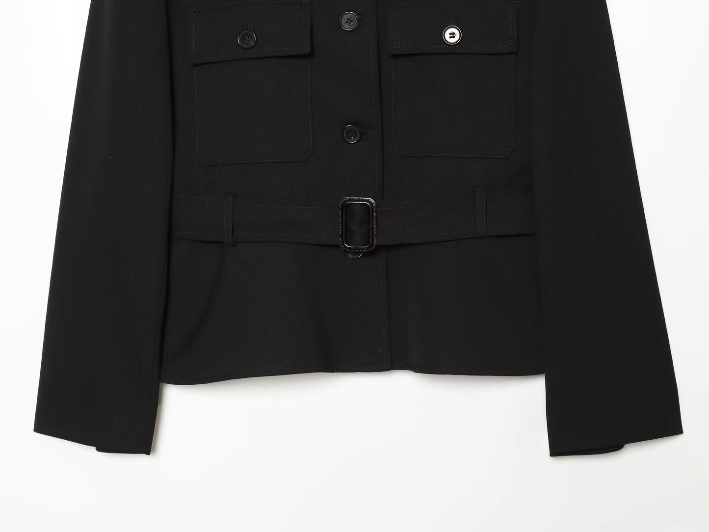 Women's With Belt round neck buckle jacket