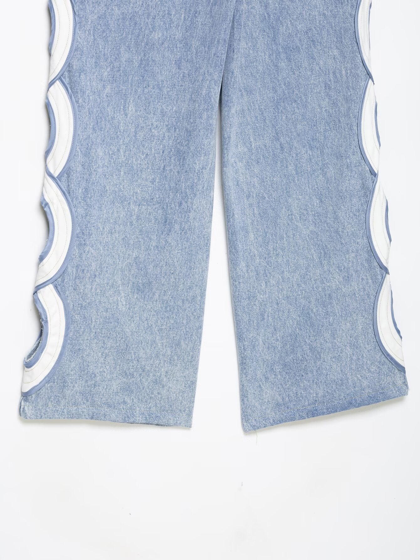 Women's hollow design high waisted straight jeans