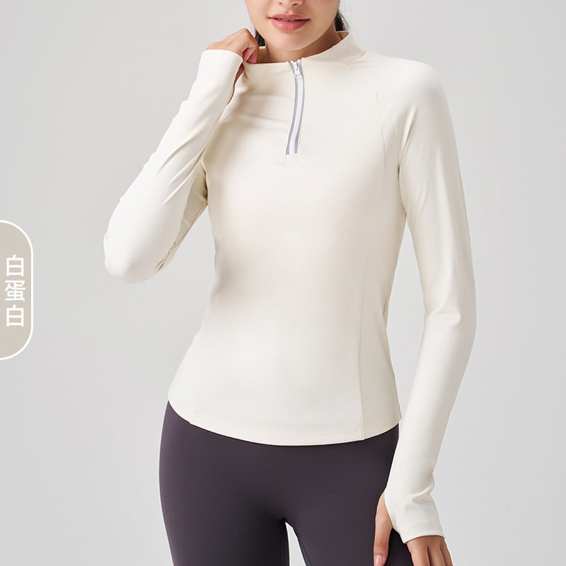 Women's new reflective half zipper yoga fitness jacket