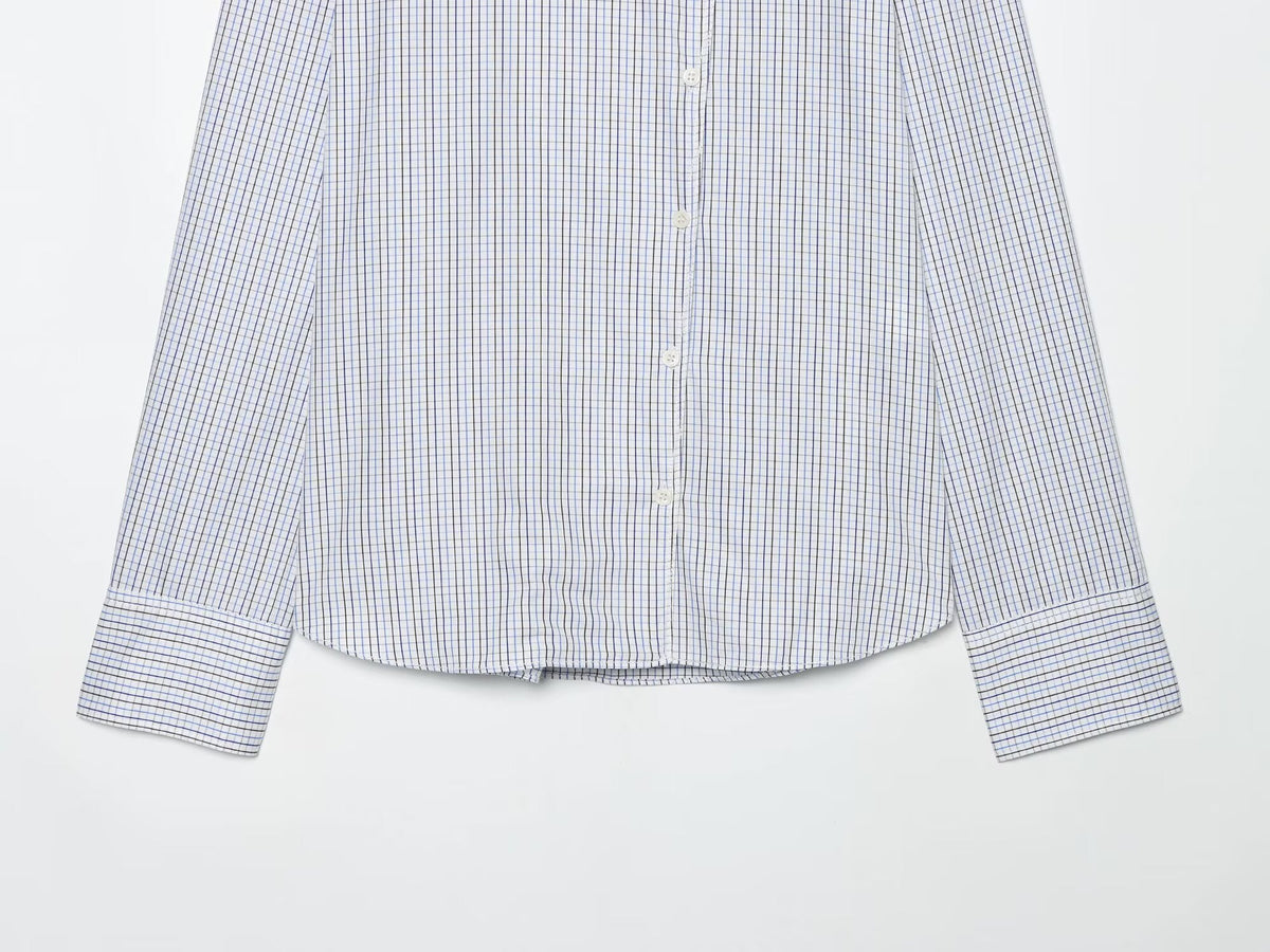 Women's with shoulder pads casual plaid shirt
