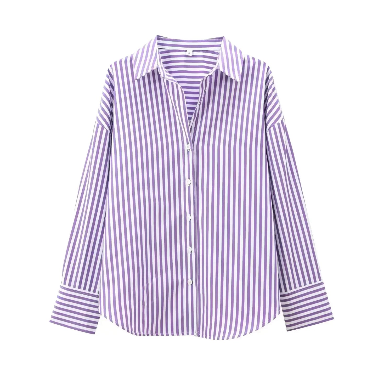 Women's 2024 New Fashion Loose Basic Style Casual Poplin Shirt Retro Long Sleeve Button up Women's Shirt Unique Top