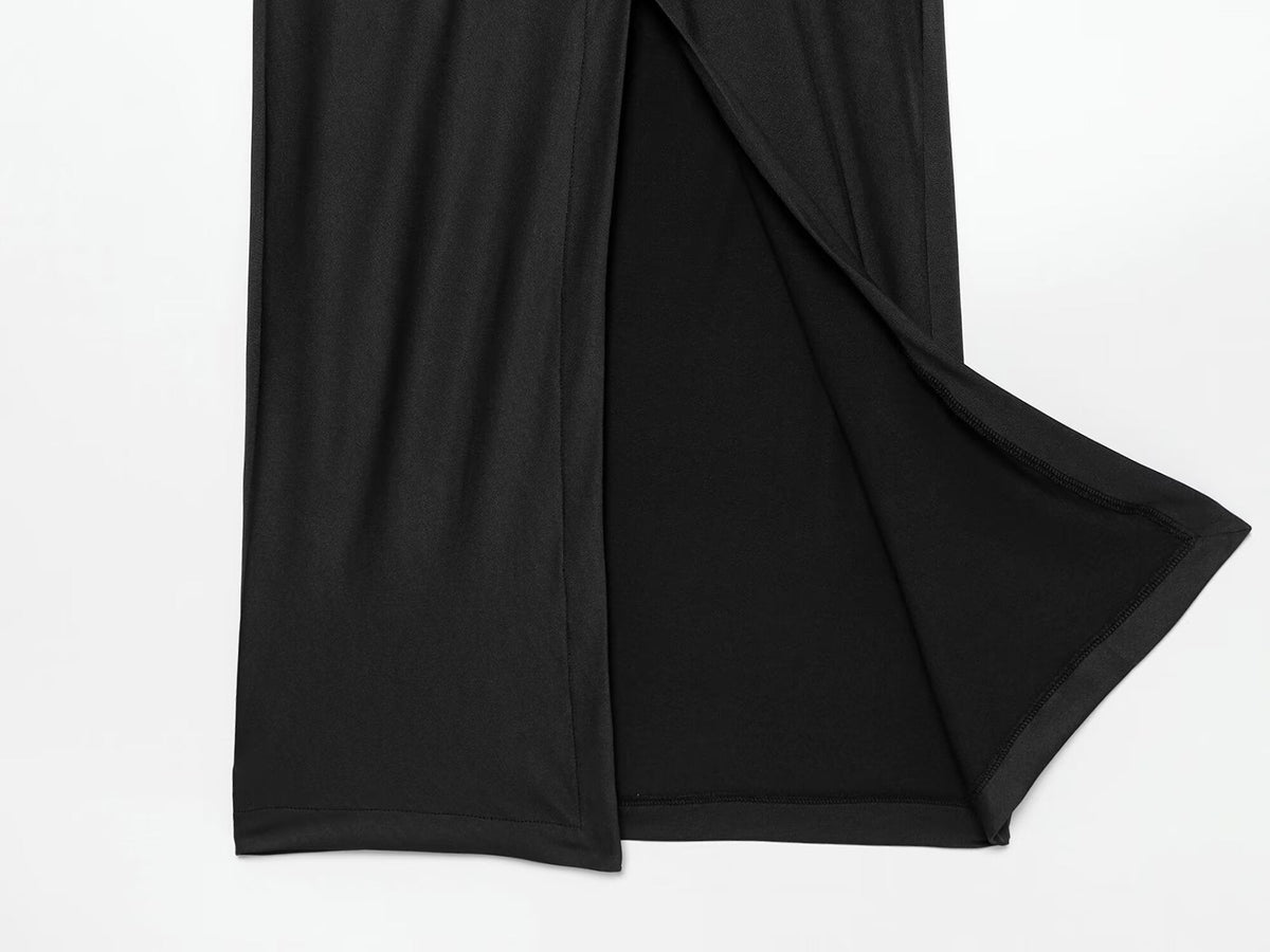 Women's with shoulder pads slim pleated MIDI dress