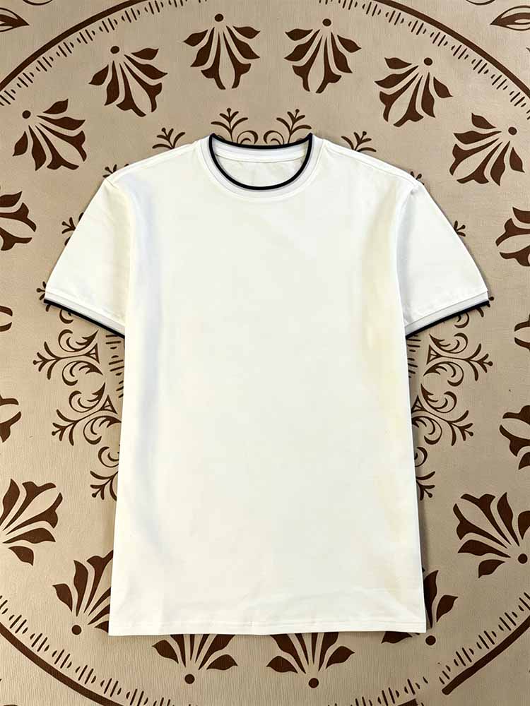 2026 new cotton contrast mesh round neck short sleeve T-shirt