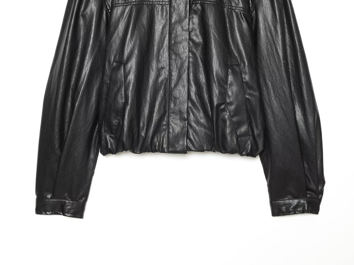 Women's balloon shaped Faux Leather jacket Coat