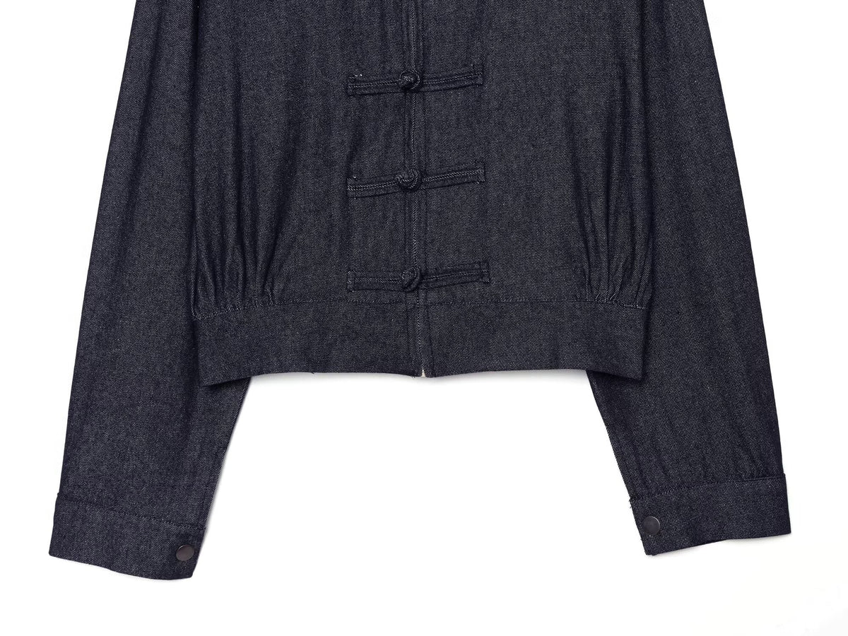 Women's rope knot decorative denim jacket