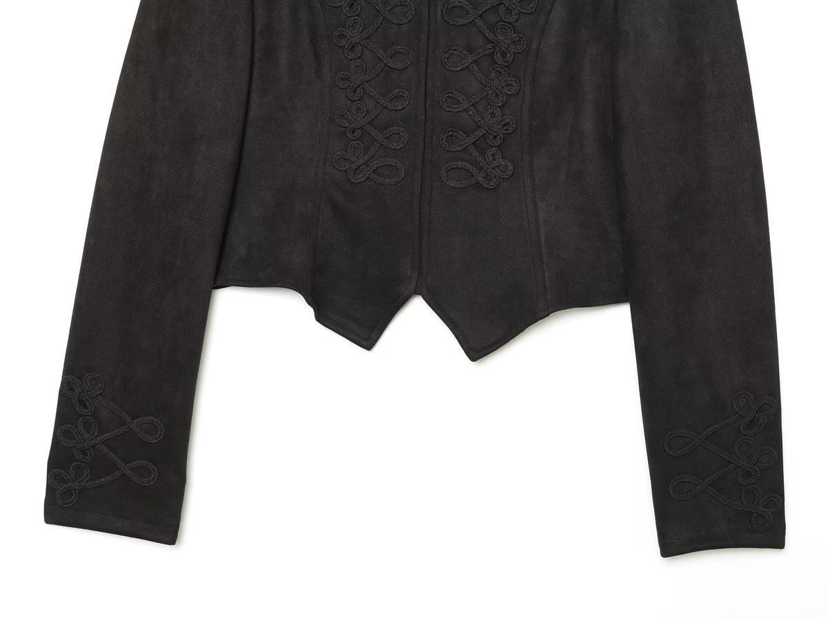 Women's suede textured rope knot buckle Coat