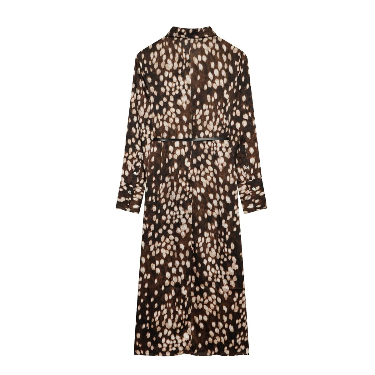 Women's long sleeved spotted print shirt style dress
