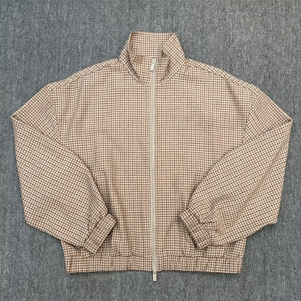Women's new retro plaid striped casual jacket jacket jacket wide-leg sports casual pants