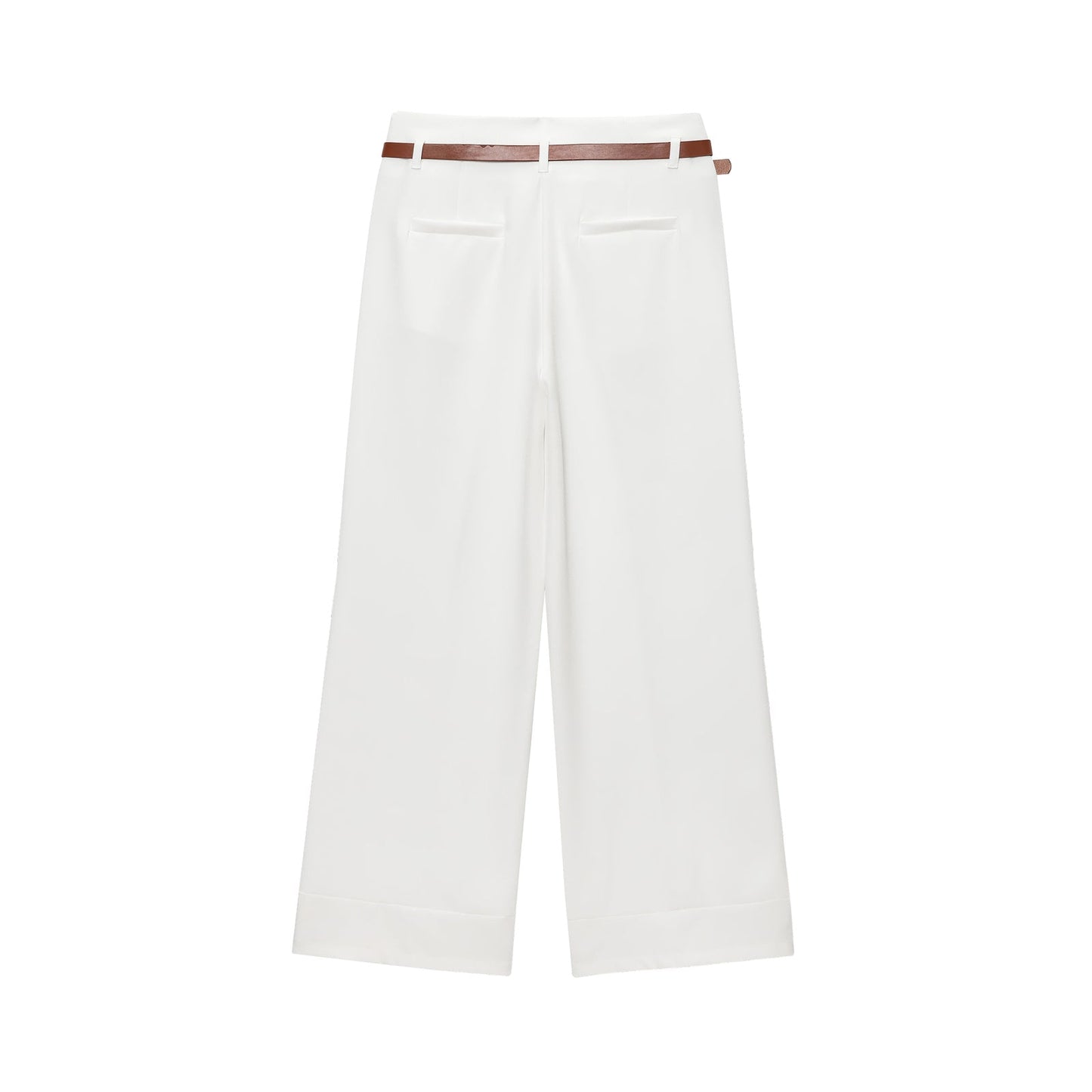 Women's with Belt rolled hem design casual pants