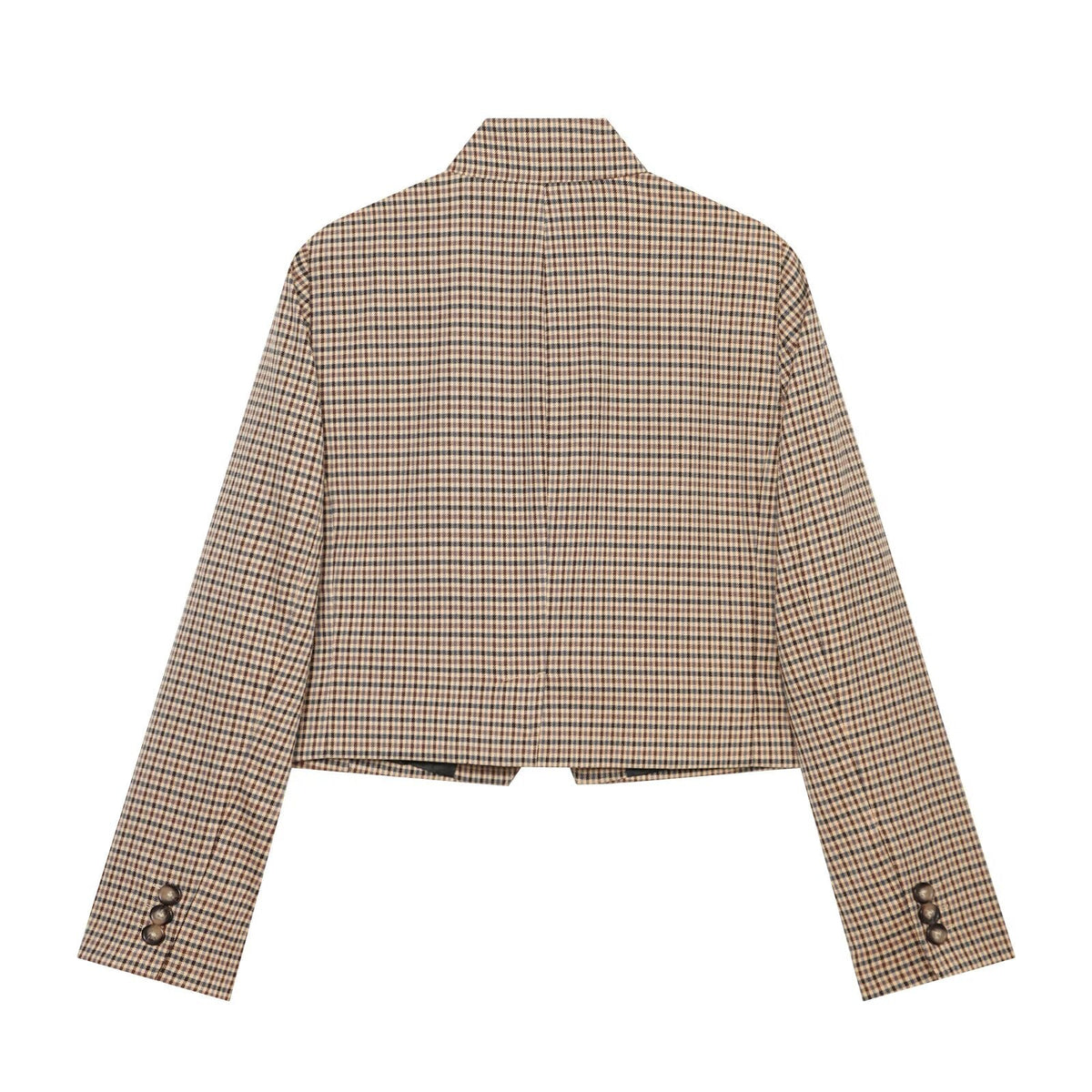 Women's plaid short double breasted Blazer Coat