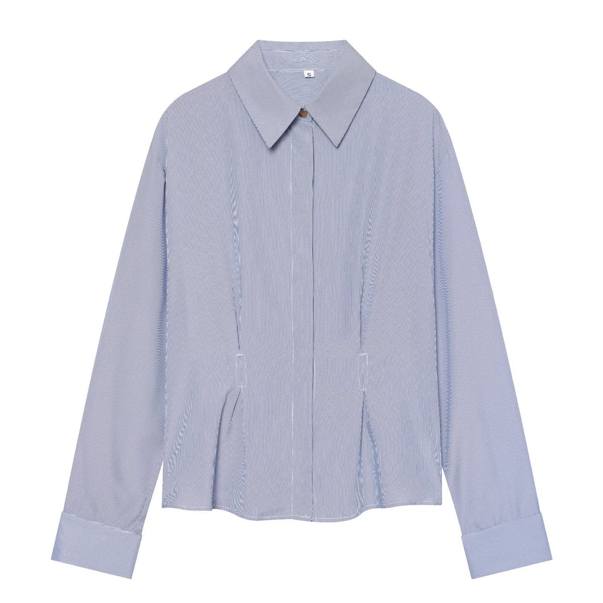 Women's pleated rolled edge sleeve lapel shirt