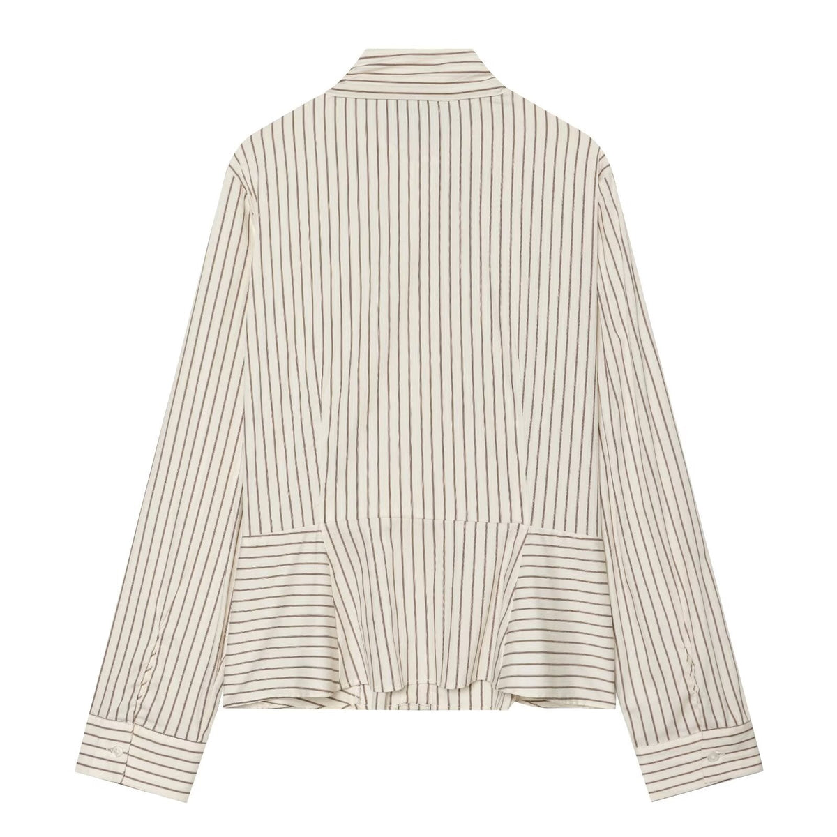 Women's bow decoration stand collar striped shirt