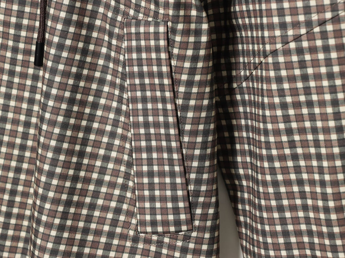 Women's loose plaid hooded jacket Coat