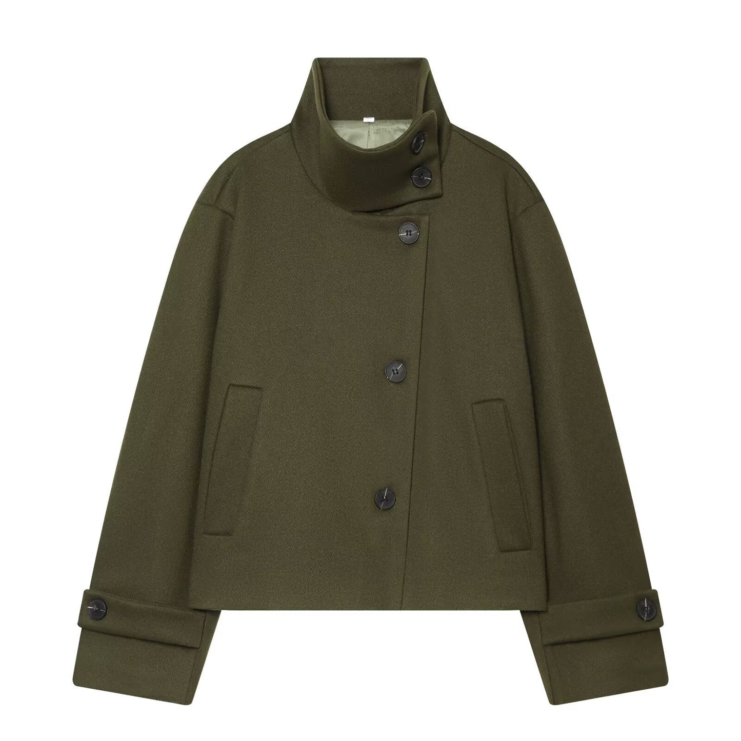 Women's standing collar short single breasted coat