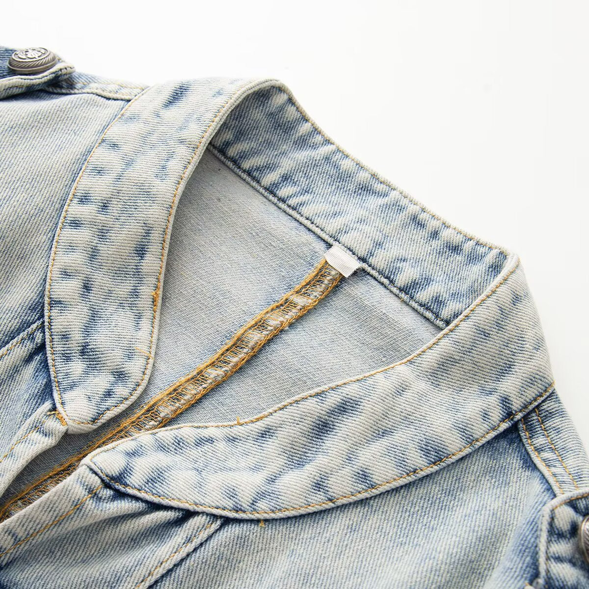Women's buckle decoration retro denim Coat