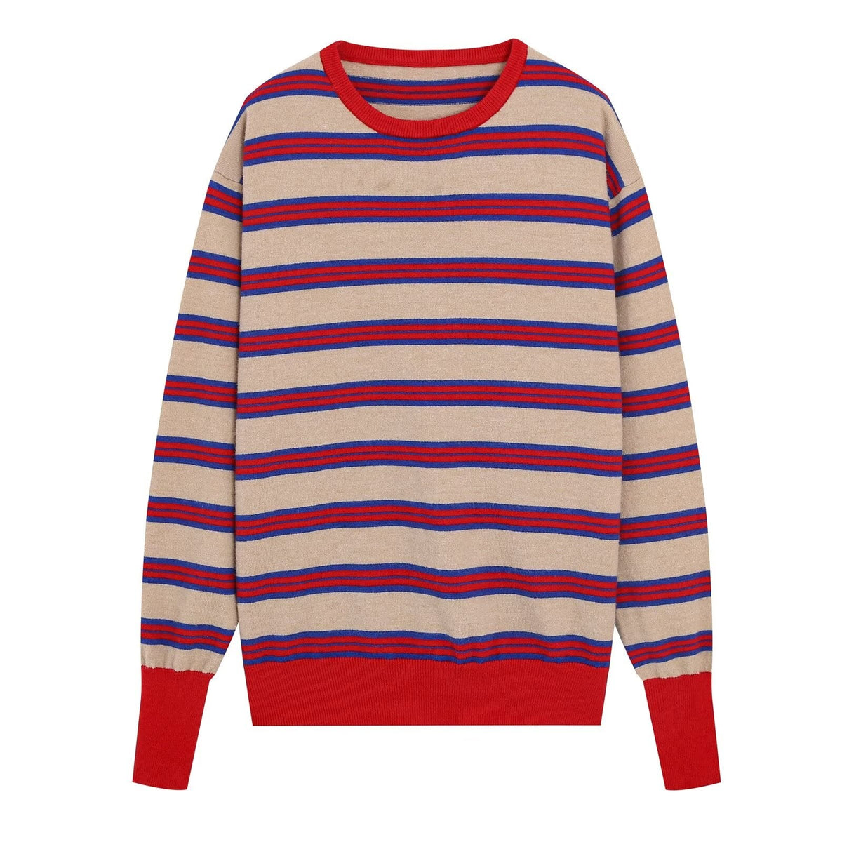 Women's soft striped wool blend knit sweater