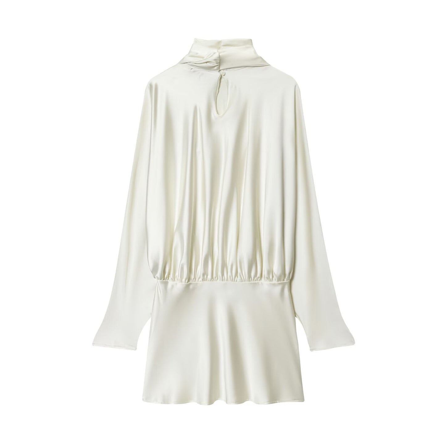 Women's 2025 new fashion scarf decoration satin texture mini dress
