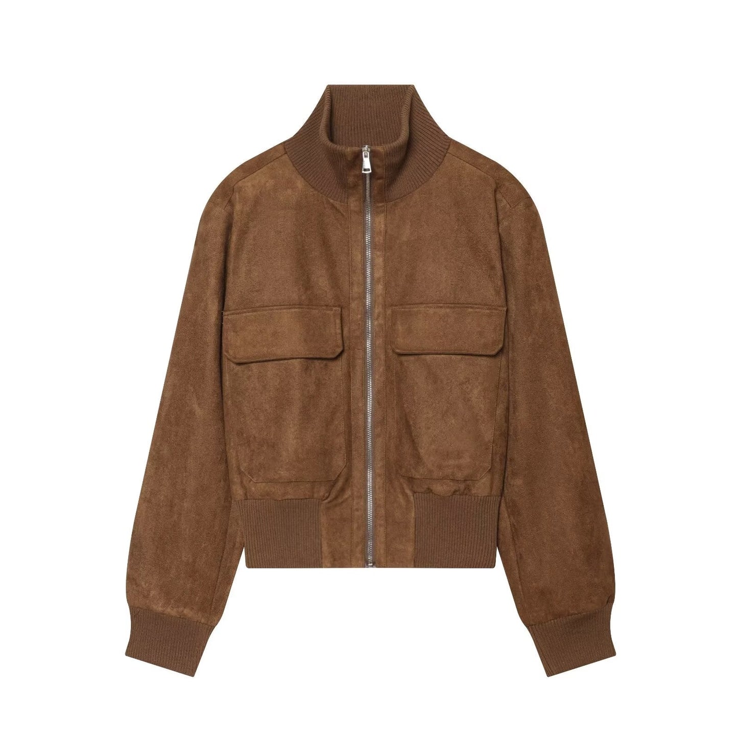 Women's suede texture short pilot jacket Coat