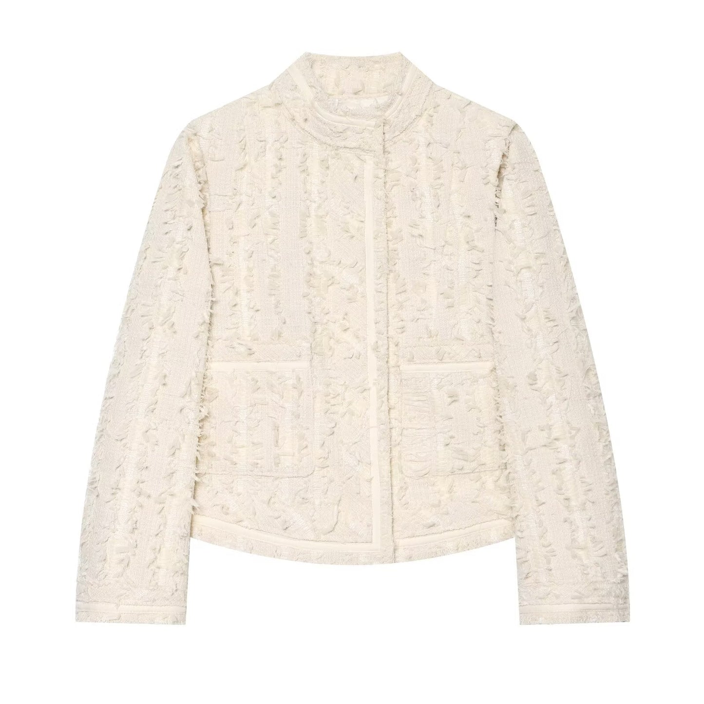 Women's casual high neck jacquard Coat