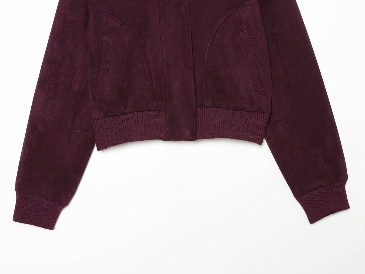 Women's Anti suede effect short stand collar Coat