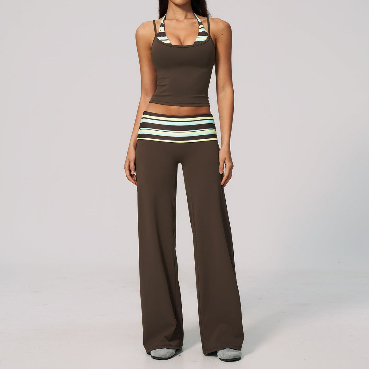 Women's new quick-drying yoga suit with sanding and turning over