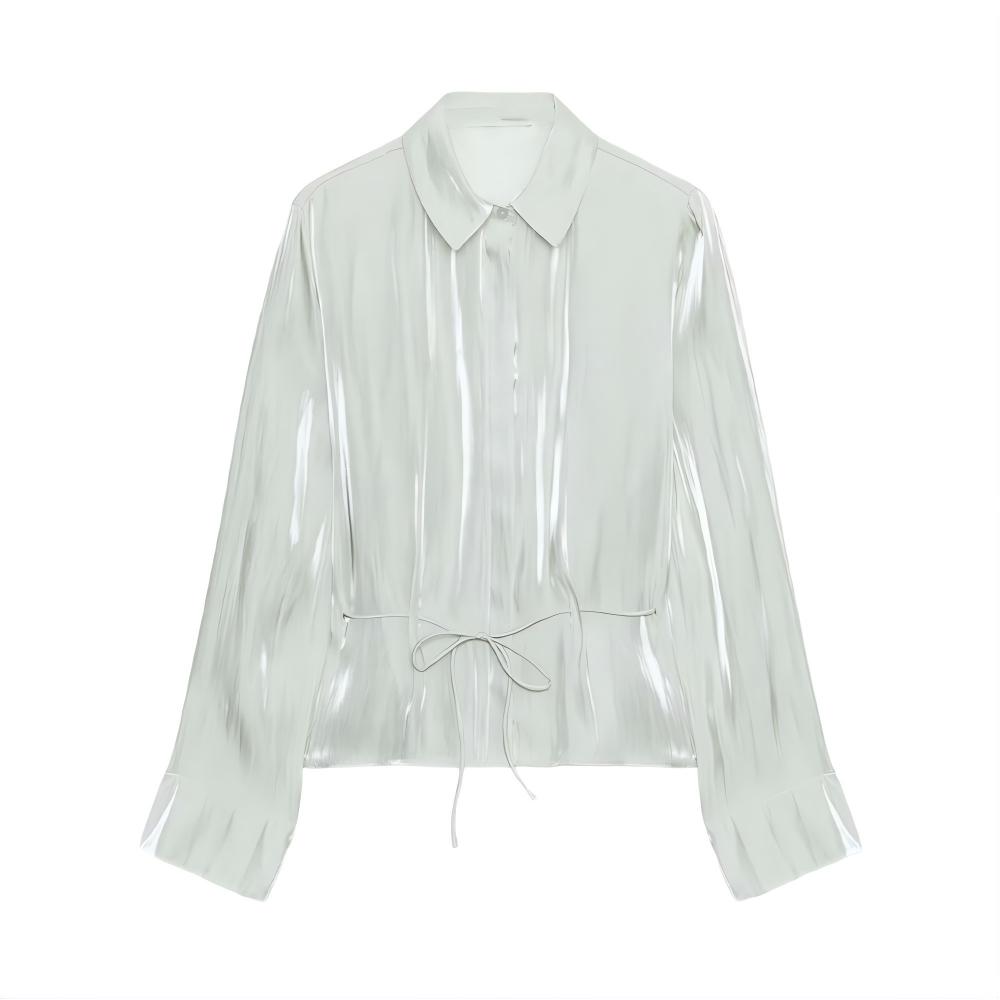 Women's metallic effect paired with belt shirt