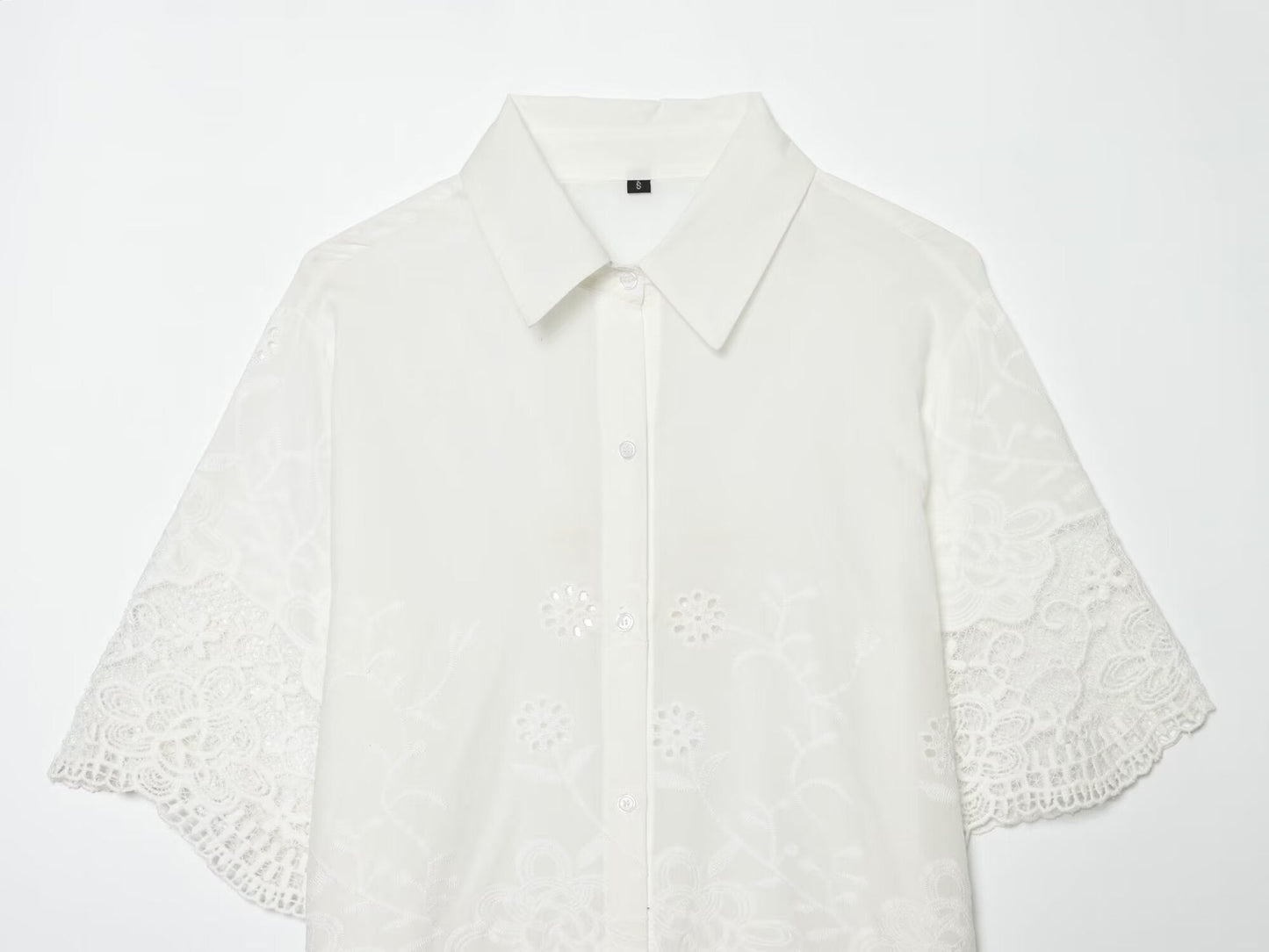 Women's casual hollowed out embroidered shirt