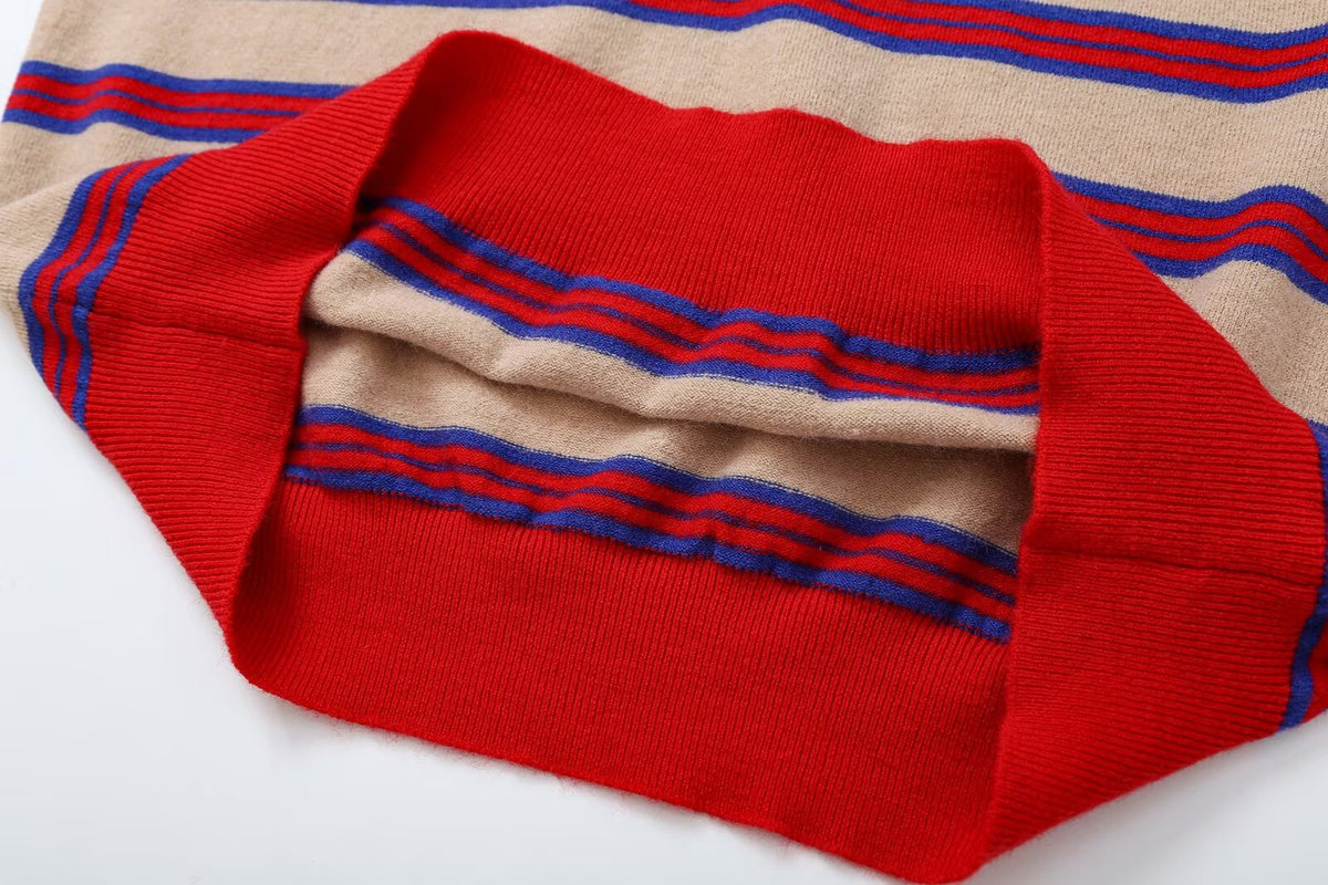 Women's soft striped wool blend knit sweater