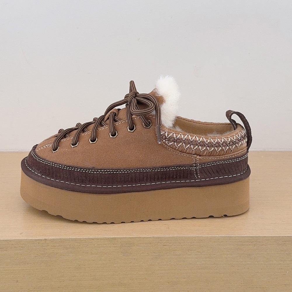 Women's new heightening lace-up padded cotton shoes