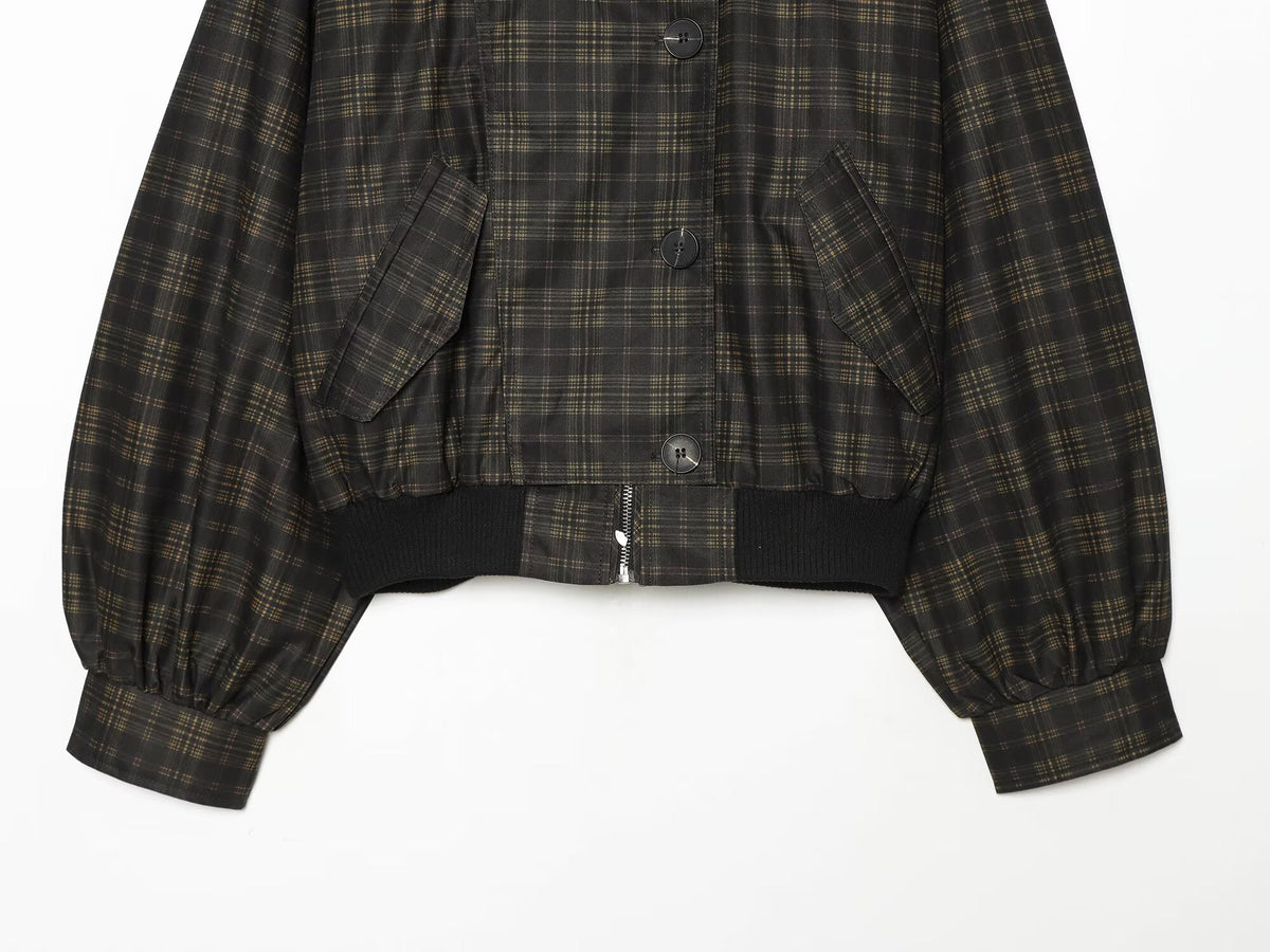 Women's casual checkered pilot jacket Coat