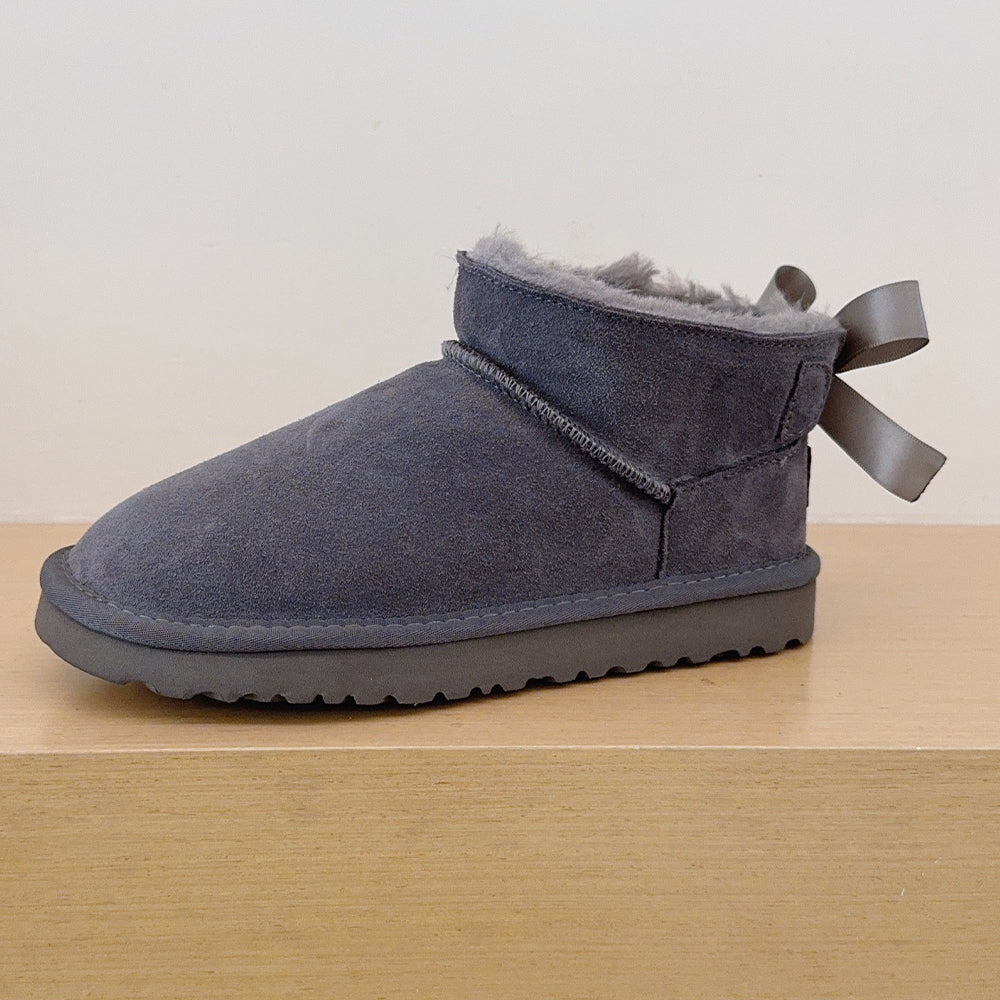 Women's new Joker Ribbon Bow Design Short Snow Boots