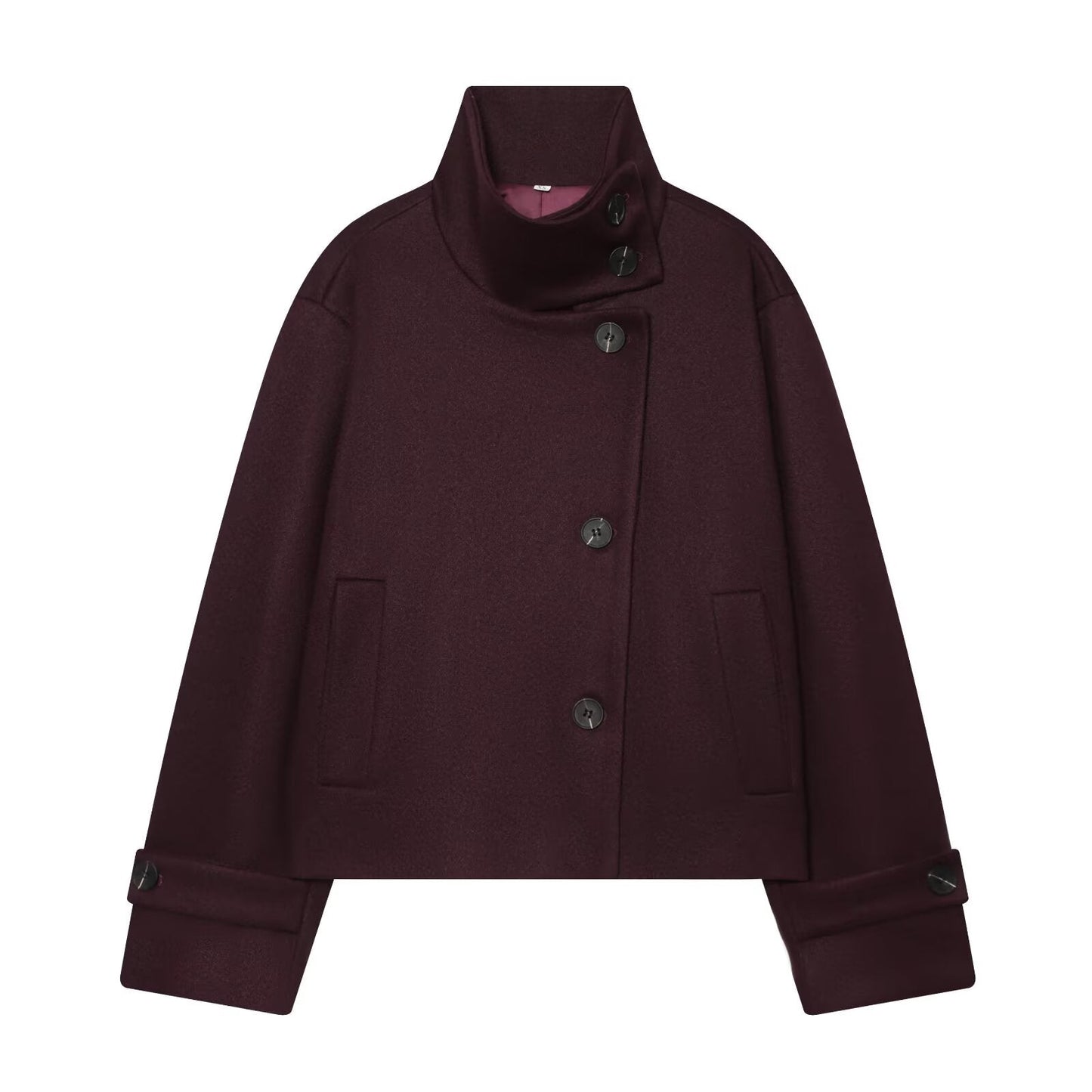 Women's standing collar short single breasted coat
