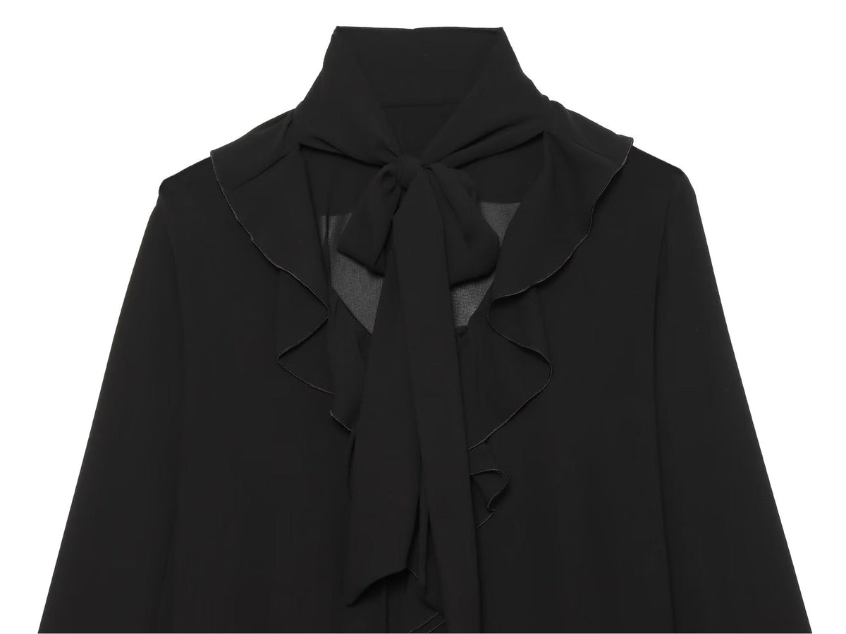 Women's bow decoration layered decoration shirt
