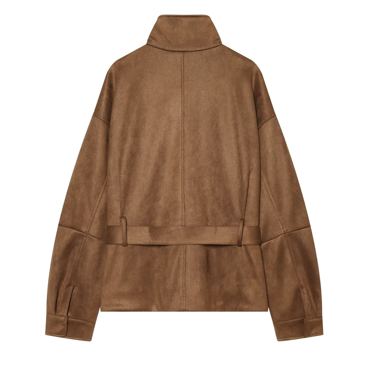 Women's with belt suede leather texture jacket Coat