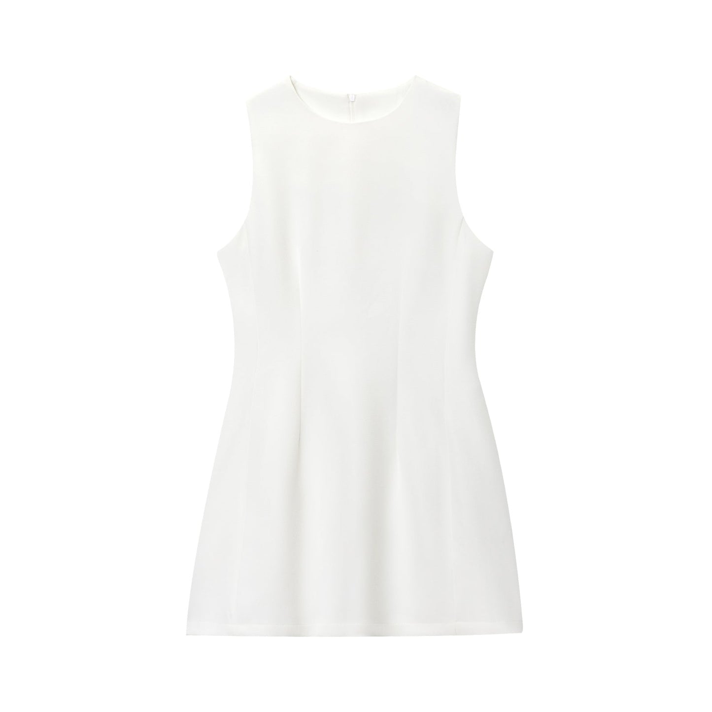 Women's O Neck fluffy sleeveless mini dress