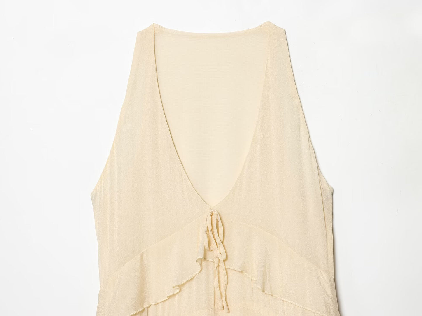 Women's layered decorative V-neck MIDI dress