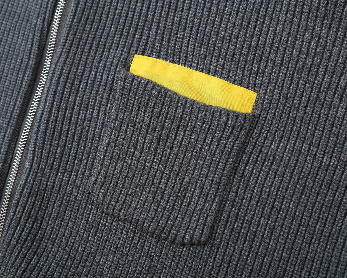 Women's pocket decoration splicing knitted Coat