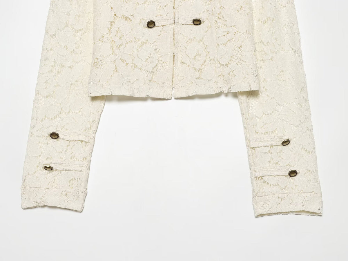 Women's short lace rope buttoned Coat
