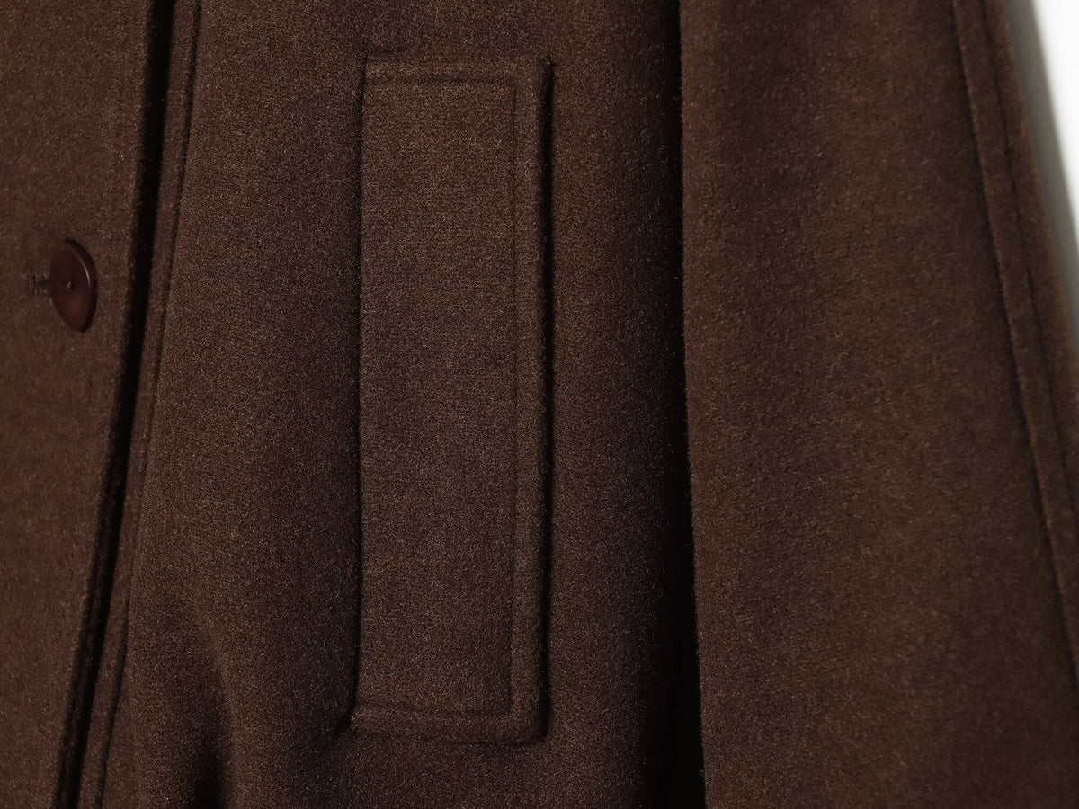 Women's standing collar double breasted woolen Coat
