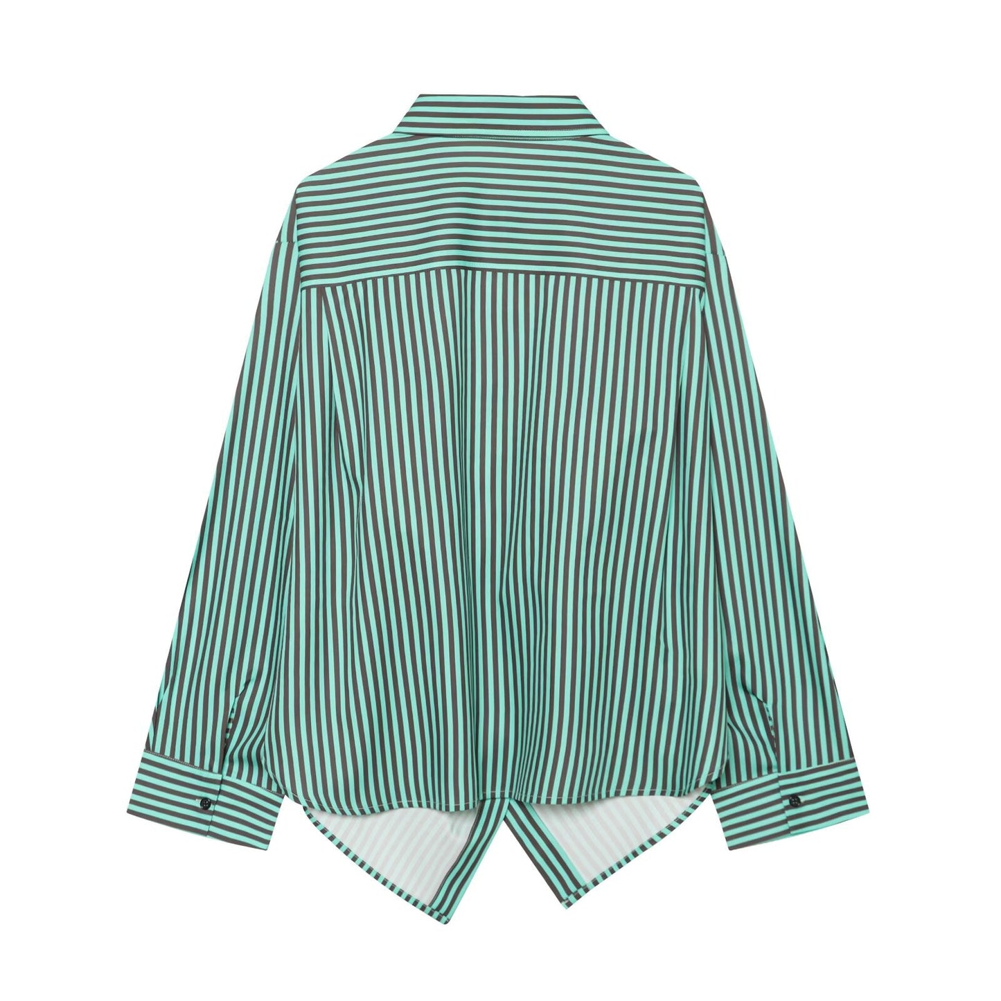 Women's pleated decorative loose striped shirt