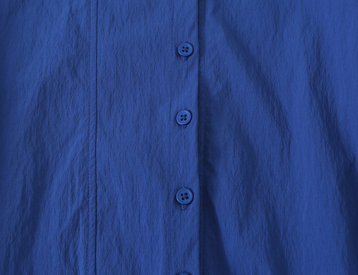 Women's pleated sleeve technology fabric buckle Coat